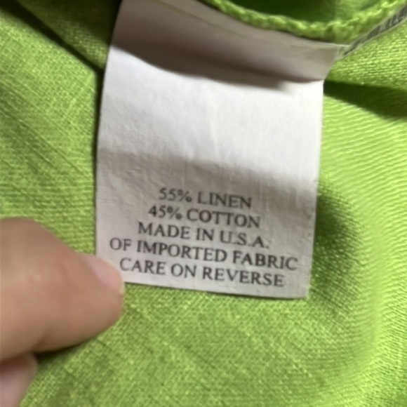Hot Cotton coastal grandma lime green 3/4 sleeve cotton linen tunic XL - Picture 5 of 6